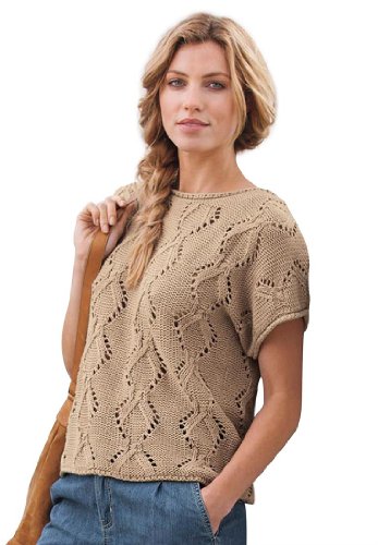 Ellos Plus Size Sweater, Crochet, Short Sleeves,