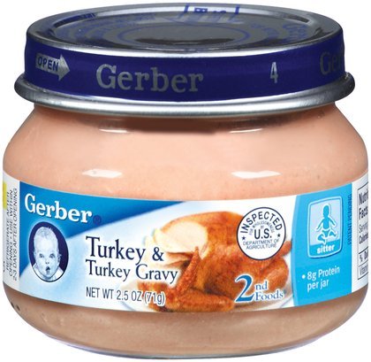 Click to see more detail Gerber 2nd Foods Turkey and Turkey Gravy - 2.5 oz. 12 Pack  Gerber 2nd Foods Turkey and Turkey Gravy - 2.5 oz. 12 Pack 