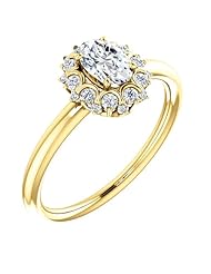 10K Yellow Gold Oval Cut Diamond Flower Inspired Ring -- LIFETIME WARRANTY