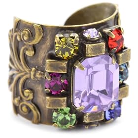 Sorrelli Harmony Crystal Gold-Tone Adjustable Ring