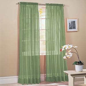 2 Piece Solid Sage Green Sheer Window Curtains/drape/panels/treatment 60"w X 84"l
