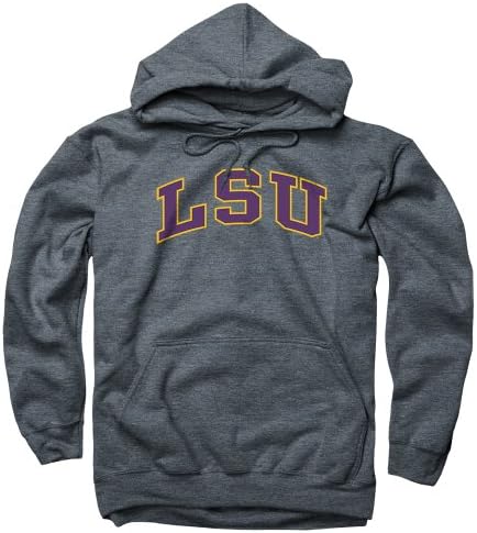 LSU Tigers Adult Classic Arch Hooded Sweatshirt (Charcoal, X-Large)