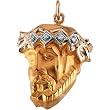 14K Yellow Gold Diamond Face of Jesus Pendant - 25.00x19.50mm