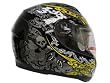 Black Yellow Skull Dual Visor Full Face Motorcycle Street Sport Bike Helmet DOT (Large)