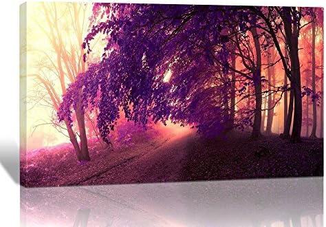 Spirit Up Art One Set Modern Giclee Prints Framed Landscape Artwork Purple Trees Picture Print to Photo Printed Paintings on Canvas Wall Art Decor for Home Walls Office Decorations 12x16 inches