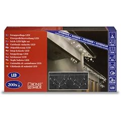Konstsmide 2738-102 LED Dachrinnenkette (200 warm wei�e Dioden, 24V Au�entrafo, 6W, wei�es Kabel)