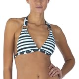 Mossimo Black: Stripe Halter Swim Top - Slate/ Blue