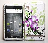 Purple & Green Flower Snap on Hard Skin Faceplate Phone Shield Cover Case for MOTOROLA DROID A855