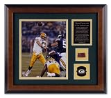 Brett Favre Green Bay Packers - Touchdown Record - Framed 8x10 Photograph with Game Used Football Piece, Team Medallion and Descriptive Plate