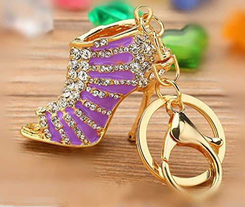 Hulu heels diamond metal keychain car key bag key chain pendant pendant Valentine birthday gift ideas necessary [Light purple]