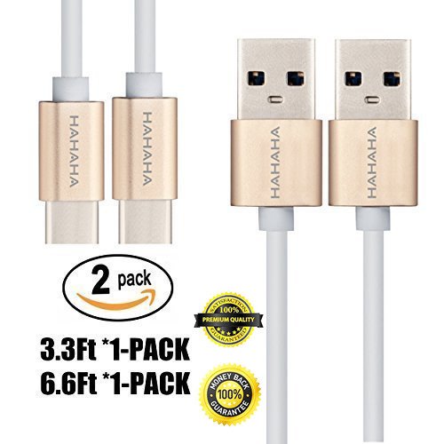 USB C Cable, HAHAHA Reversible USB Type C Cable For Nexus6P 5X OnePlus2 Macbook12 inch Google ChromeBook Pixel Nokia N1 Tablet Pixel C,2Pack 3.3 and 6.6Ft White