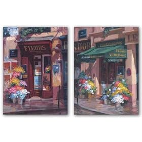 Fleurs Au Soleil, Paris and Fleurs, Rive Gauche Set by George Botich 5"x7" Art Print Poster