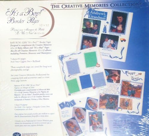 Creative Memories 12" x 12" Scrapbook Page Refills White "It's A Boy" Border Pages [5 sheets/10 pages in Package] 1999