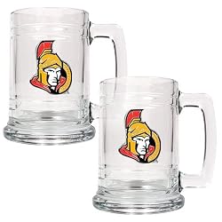 Ottawa Senators NHL 2pc 15oz Glass Tankard Set- Primary Logo by Great American Products