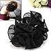 Cafurty Beautiful Korean Chiffon Rose Bow Hair Claw Clip Gorgeous Hair Accessory, Black