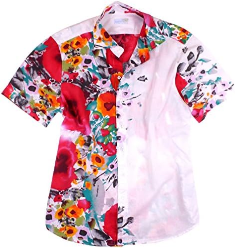 Seaplane's 'Big Pink Poppy' Men's Red Short Sleeve 100% Cotton Print Camp Shirt