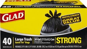 Glad Strong Outdoor Quick-Tie Large Trash Bags, 30 Gallon, 40 Count (Pack of 4)
