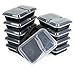 (12 Sets) BradforthTM 2 Compartment Rectangular Plastic Food Storage Containers with Lids, Microwave Safe/ Divided Plate, Bento Box, Reusable Lunch Box for Kids, Tray w/ Cover,