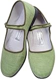 Moss Flax Mary Jane Chinese Shoes