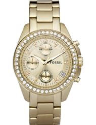Fossil Womens ES2683 Gold-Tone Stainless Steel Bracelet Gold Glitz Analog Dial Chronograph Watch