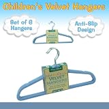 Set of 6 Children's Velvet Hangers - LIGHT BLUE