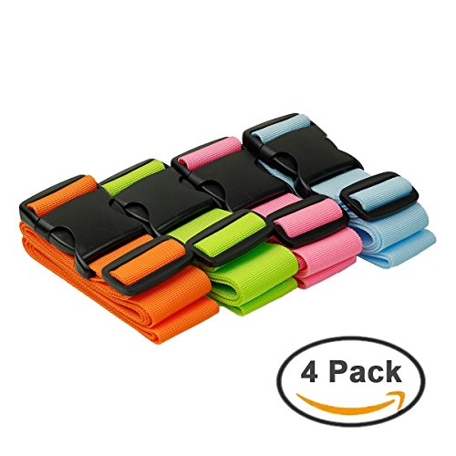 BlueCosto Luggage Straps Suitcase Belt Travel Accessories - 1/2/4 Pack
