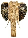 Wooden Elephant Head Mount Wall Statue Fabric Ears