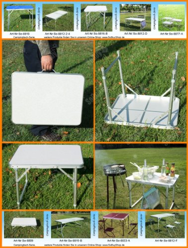 Table pliable et réglable en hauteur pour pique-nique, table valise de camping et de jardin en aluminium, 8816-B