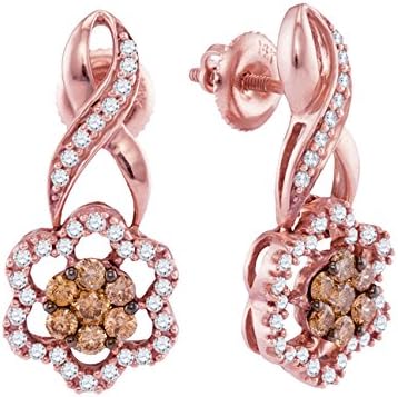 14K Rose Gold 0.99 TCW Diamond Flower Earrings Includes Free Jewelry Gift Box