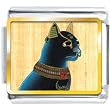 Golden Italian Charm Plated Egyptian- Bastet Cat Photo Animal