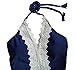 Mitang Women's One Piece Floral Lace Halter Monokini Blue
