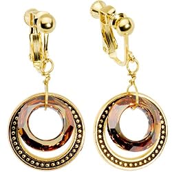 Handcrafted Golden Goddess Clip On Earrings MADE WITH SWAROVSKI ELEMENTS
