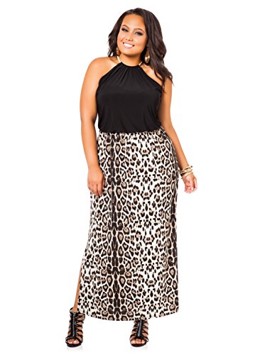 Ashley Stewart Women's Plus Size Gold Chain Halter Maxi Dress - Size: 18/20, Color: Black