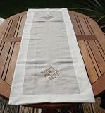 French Linen Table Runner - Heart Design