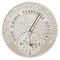 14 1/2" Diameter Fossil Celestial Thermometer Clock, Weathered Limestone