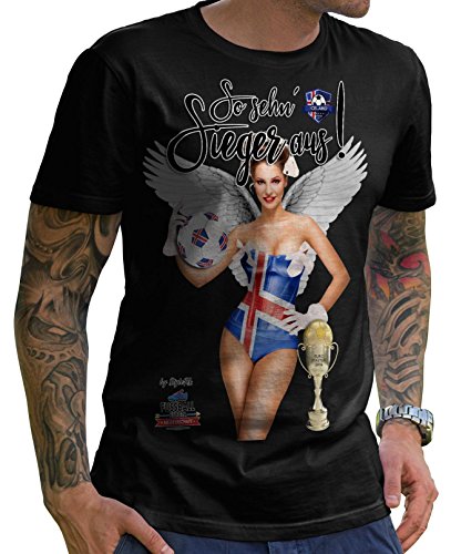 Stylotex Herren T-Shirt Basic So sehn Sieger aus Girl Island Iceland, Farbe:schwarz;Größe:L