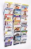show Literature Storage Racks, 21-Pocket Brochure Holders for 8.5 x 11 Magazines, Wall Mounted - Chrome Finish