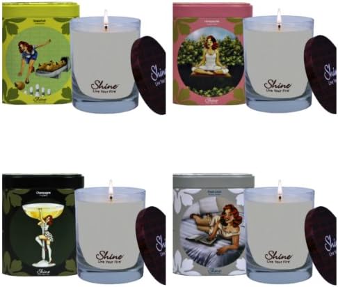 Shine Candles Premium Soy Scented Candles Pride Collection, Fresh Linen Grapefruit Honeysuckle Champange (4 count) (9.7oz.each)