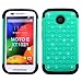 Rugged Case for Straight Talk Moto E Xt830c Crystal-teal-black Silicone Hybrid Cover for Moto E 2014 Model 4.3 Inches