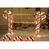 Outdoor Christmas Yard Decor Candy Cane Lights Holiday Sign Santa's Workshop