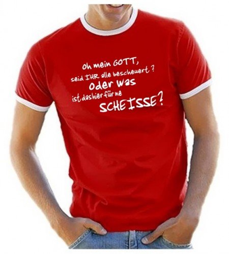 Coole-Fun-T-Shirts T-Shirt Oh mein Gott, was ist das hier f&uuml;r.. RINGER, rot, S, 10463_rot_ Preisvergleich