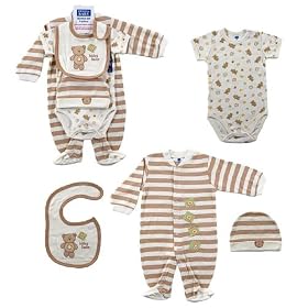 Hudson Baby 4-Piece Baby Bear Layette Set - Brown, 0-3 Months