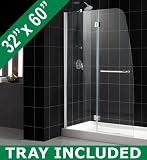 DreamLine DL-6312L-04CL Aqua 48 x 72 Clear Glass Shower Door with 32 x 60 Amazon Left-Hand Drain Sho