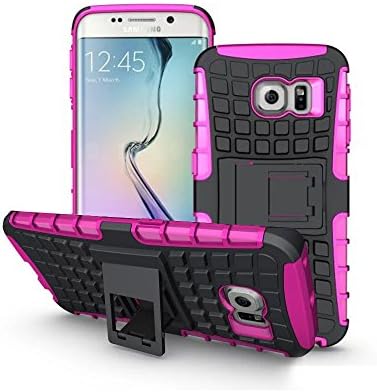 Godigi 2015 New Design Heavy Duty Rugged Dual Layer Slim Fit Cover Cover Case with Kickstand Drop-proof for Samsung Galaxy s6 Edge Case with Beautiful Packaging Rose Red