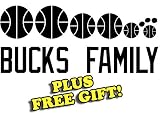 16" x 6.75" Bucks Basketball Family Vinyl Sticker Decal [Die-cut, White] + with Free Basketball Pencil