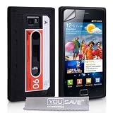 Nuovo Qualit� Nero E Rosso Retro Cassetta Cassette Silicone Custodia Per Samsung Galaxy S2 i9100 Con Libero Schermo Pellicola Protezione Da Yousavedi Yousave