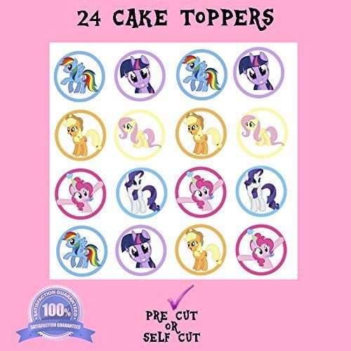 24 MY LiTTLE PONY CAKE TOPPER BiRTHDAY CHiLDS FUNNY EDiBLE iCE SHEET CAKE TOPPER GiFT HORSE PONiES (40mm Pre Cut) by DelicateDesign