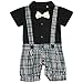 FEESHOW Baby Boys' Short Sleeve One Piece Bowtie Gentleman Romper Jumpsuit
