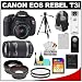 Canon EOS Rebel T3i Digital SLR Camera Body & EF-S 18-55mm IS II Lens with 55-250mm IS Lens + 32GB Card + .45x Wide Angle & 2x Telephoto Lenses + Tripod + Case + Battery + Remote + (2) Filters + Accessory Kit