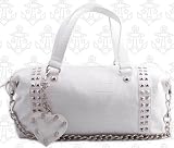 NEW LUX DE VILLE WHITE FAUX CROCODILE EMBOSSED SPIKE TOTE PUNK ROCK ROCKABILLY VINYL PURSE HANDBAG RETRO
